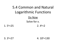 5.4 Common and Natural Logarithmic Functions