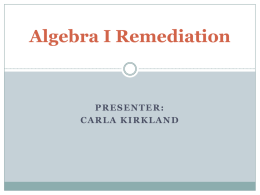 Algebra I Remediation