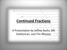 Continued Fractions