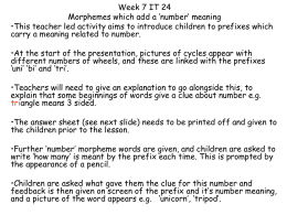 Week 7 IT 24 `Morphemes which add a number meaning`