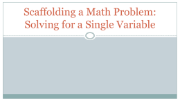 Scaffolding a Math Problem PPT