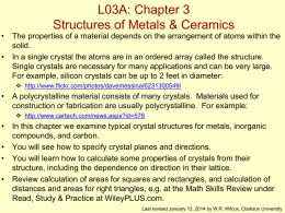 Chapter 3: Structure of Metals & Ceramics