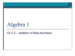 Ch 2.2 Adding Real Numbers