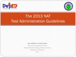 The 2012 NCAE Test Administration Guidelines