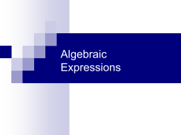 algebraic expression - Dalton State College