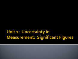 Uncertainty in Measurement: Significant Figures