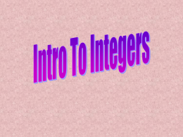 Integers Intro