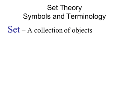 Set Theory Symbols and Terminology