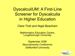 DyscalculiUM: A First-Line Screener for Dyscalculia in
