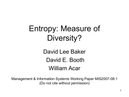 Entropy: Measure of Diversity?