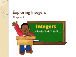 Exploring Integers - Bishop Alemany High School
