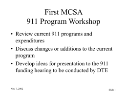 911 Program Workshop