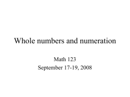Whole numbers and numeration - Pacific Lutheran University