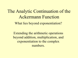 The Analytic Continuation of the Ackermann Function