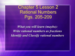 Chapter 5 Lesson 2 Rational Numbers Pgs. 205-209