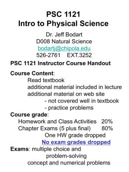 PSC 1121 Intro to Physical Science