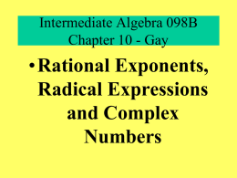 Intermediate Algebra Chapter 10