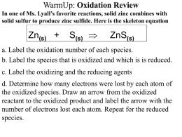 Chapter 20 Oxidation-Reduction Reactions