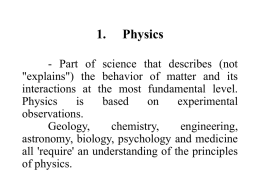 Physics for Science and Engineering I (PHY 240)