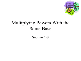 Multiplying Powers With the Same Base
