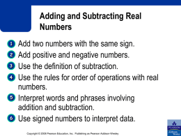 Adding and Subtracting Real Numbers