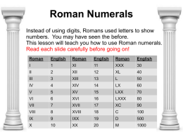 Roman Numerals - Hampton School