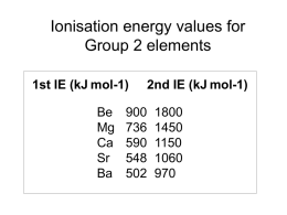 Ionisation energy values for Group 2 elements