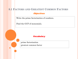 8.1 Factors and Greatest Common Factors