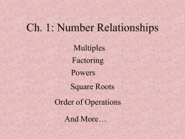 Ch. 1: Number Relationships - St. Michael Catholic Academy