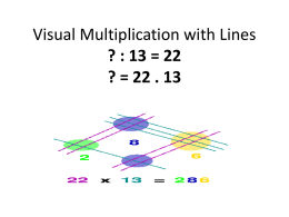 Visual Multiplication with Lines ? : 13 = 22 ? = 22 . 13