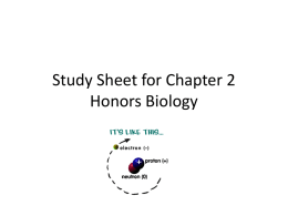 Study Sheet for Chapter 2 Honors Biology