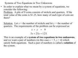 Systems of Equations in Two Unknowns