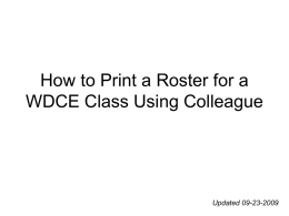 How to Print a Roster - Prince George's Community College