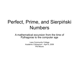 Perfect, Prime, and Sierpinski Numbers