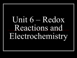 Unit 6 – Redox Reactions and Electrochemistry