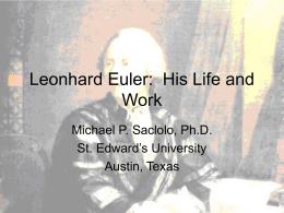 Leonhard Euler - UT Mathematics