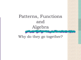 Patterns, Functions and Algebra
