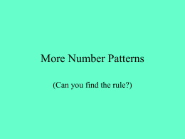 More Number Patterns - Northern Grid for Learning