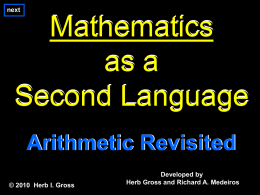 Mathematics as a Second Language