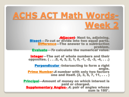 ACHS ACT Math Words-Week 2 - Mr. Ellis' Comprehensive