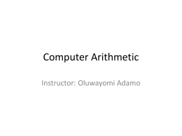 Computer Arithmetic - University of North Texas