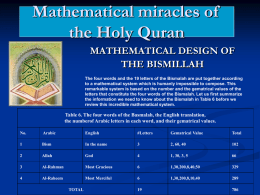 Mathematical miracles of the Holy Quran