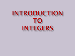 Introduction to Integers - Monroe Township School District