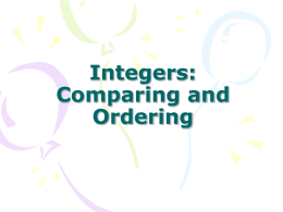 Integers Comparing and Ordering