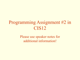 Programming Assignment #2 in CIS12