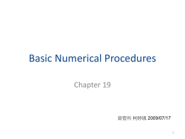 Basic Numerical Procedures - Tian