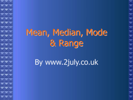 Mean, Median, Mode & Range - 2July