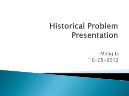 Historical Problem Presentation