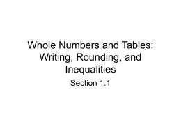 Whole Numbers and Tables: Writing, Rounding, and Inequalities