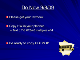 Do Now 9/7/07 - Howell Township Public Schools